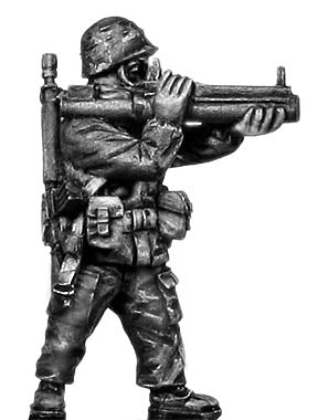 1960-80s US trooper in MOPP gear and helmet with M72 LAW rocket launcher (28mm)