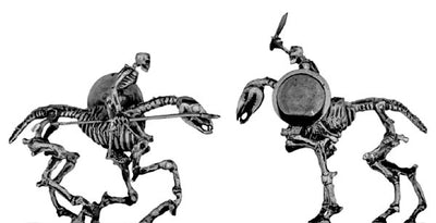 Skeletal horse and rider, with ancient Greek weapons (28mm)