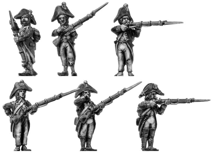 Fusilier, bicorne, ragged campaign uniform, firing and loading (28mm)