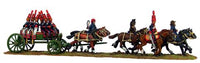 Six horse caisson würtz wagon, cantering, with three civilian drivers (28mm)
