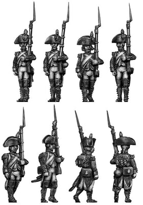 Grenadier, bicorne, regulation uniform, march-attack (28mm)
