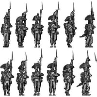 Grenadier, bicorne, ragged campaign uniform, march-attack (28mm)