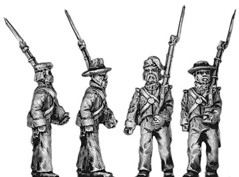 Mexican Line Infantry, in irregular hats, marching (18mm)