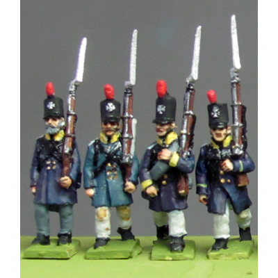 Silesian Landwehr, British shako, litewka, marching (18mm)