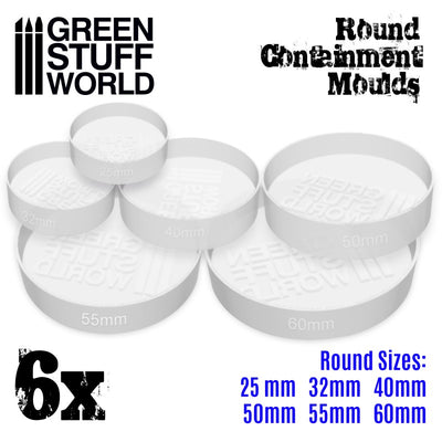 6x Translucent white Containment Moulds for Bases - Round